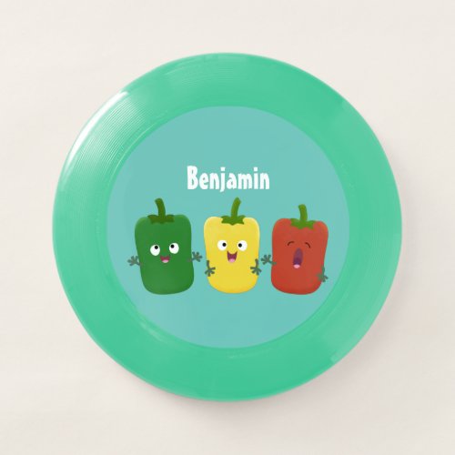 Cute bell pepper capsicum trio singing cartoon Wham_O frisbee