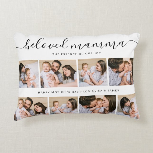 Cute Beloved Mamma Mom Mothers Day Photo Collage Accent Pillow (Front)