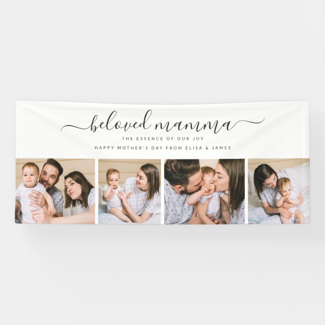 Cute Beloved Mamma Mom Mothers Day Photo Collage Banner (Horizontal)