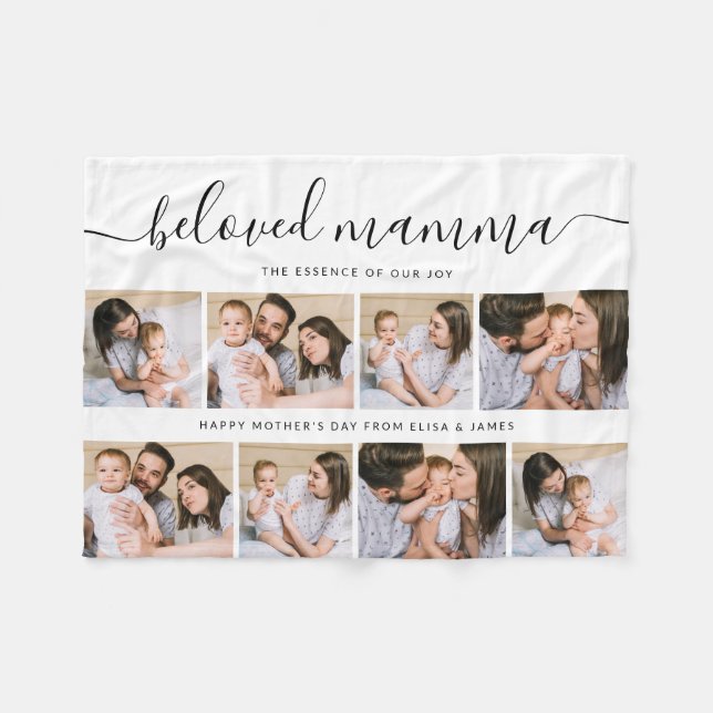 Cute Beloved Mamma Mom Mothers Day Photo Collage Fleece Blanket (Front (Horizontal))