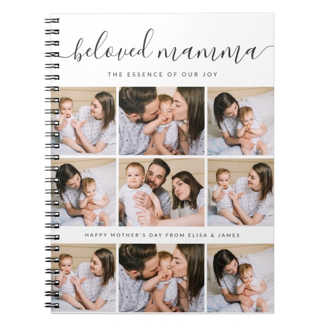 Cute Beloved Mamma Mom Mothers Day Photo Collage Notebook (Front)