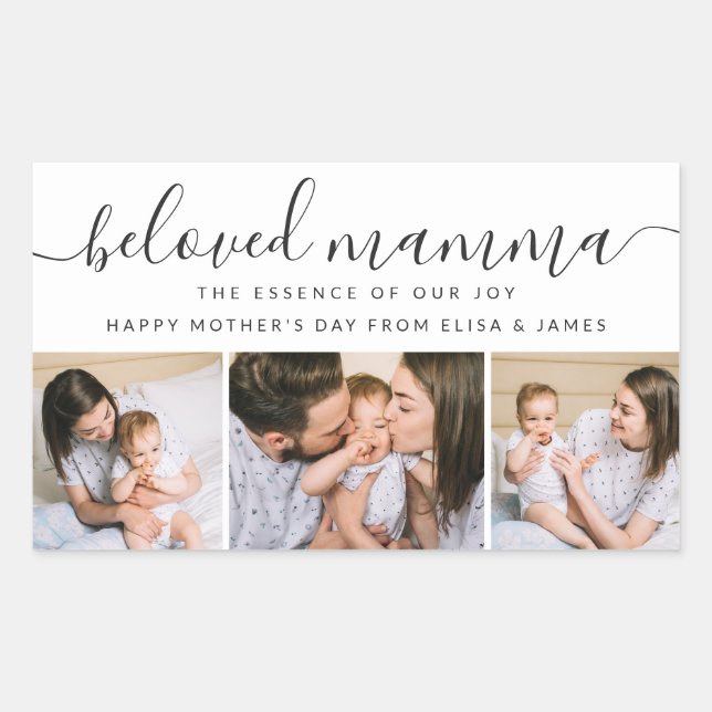 Cute Beloved Mamma Mom Mothers Day Photo Collage Rectangular Sticker (Front)