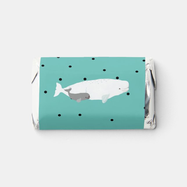 Cute Beluga Baby Whale BoyGirl Birthday Party Blue Hershey's Miniatures (Front)