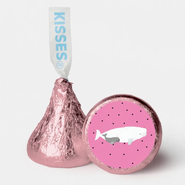 Cute Beluga Baby Whale Girl Birthday Party Pink Hershey®'s Kisses® (Front)