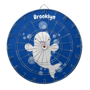Cute beluga whale bubbles cartoon illustration dart board