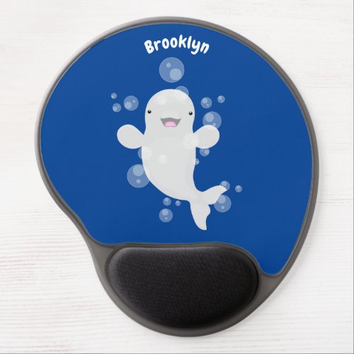 Cute beluga whale bubbles cartoon illustration gel mouse pad