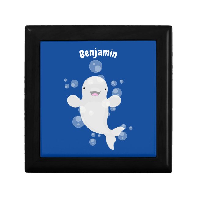 Cute beluga whale bubbles cartoon illustration gift box (Front)