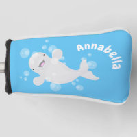 Cute beluga whale bubbles cartoon illustration