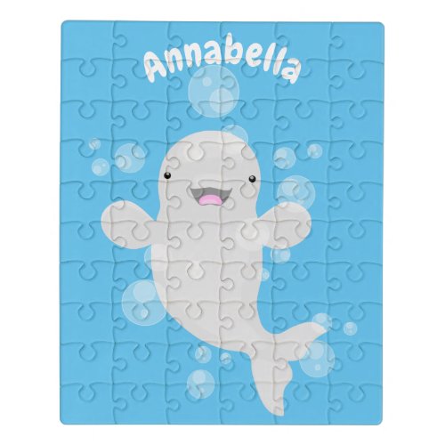 Cute beluga whale bubbles cartoon illustration jigsaw puzzle