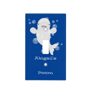 Cute beluga whale bubbles cartoon illustration light switch cover