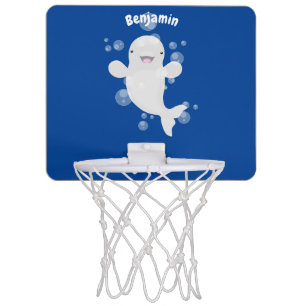 Cute beluga whale bubbles cartoon illustration mini basketball hoop