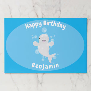 Cute beluga whale bubbles cartoon illustration paper pad