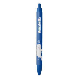 Cute beluga whale bubbles cartoon illustration pen
