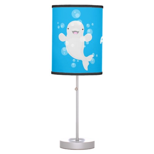 Cute beluga whale bubbles cartoon illustration table lamp