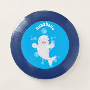 Cute beluga whale bubbles cartoon illustration Wham-O frisbee