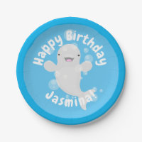 Cute beluga whale bubbles personalised birthday