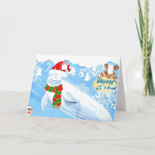 Cute Beluga Whale Christmas Greeting Card