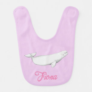 Cute Beluga Whale Illustration Pastel Baby Bib