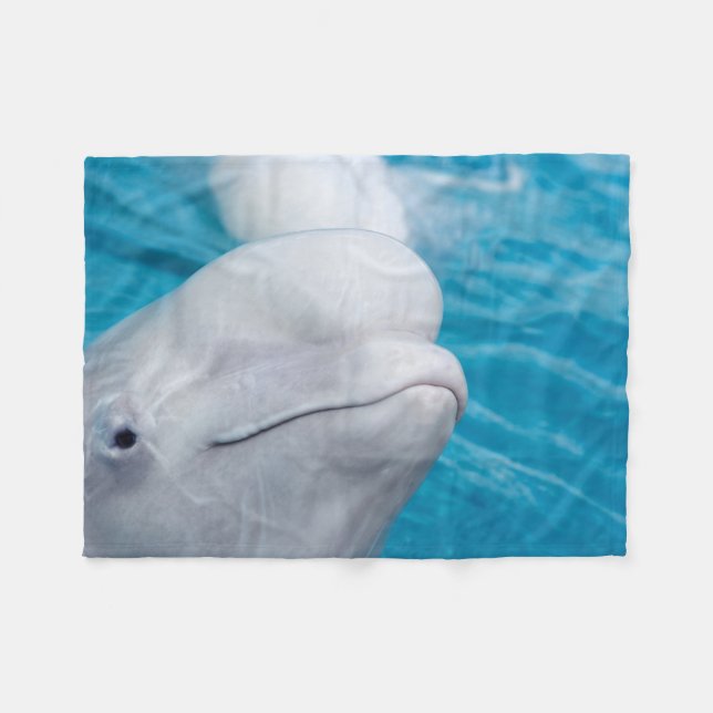Cute Beluga Whale Sea Animal Fleece Blanket (Front (Horizontal))