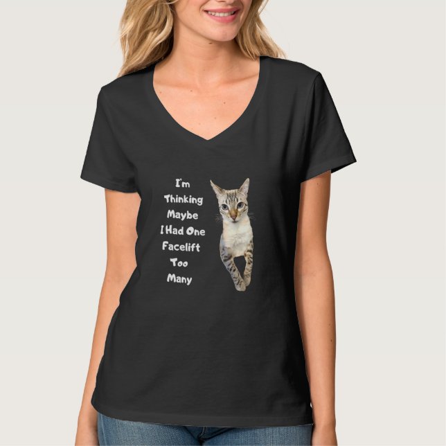 Cute Bengal Cat Eyes Face Lift Parody Beautiful Bl T-Shirt (Front)