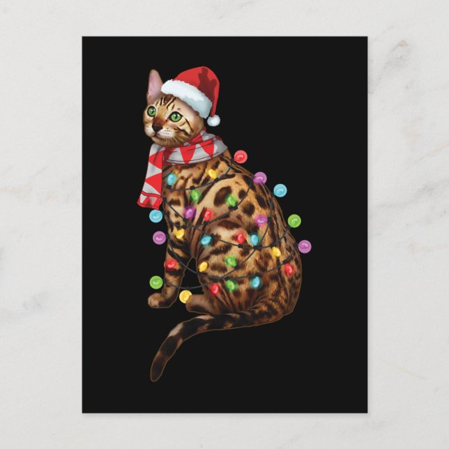 Cute Bengal Cat Funny Christmas Holiday Gifts Postcard (Front)