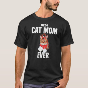 Cute Bengal Cat with Reindeer Costume Best Cat Mom T-Shirt