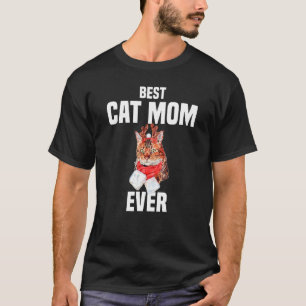 Cute Bengal Cat with Reindeer Costume Best Cat Mom T-Shirt