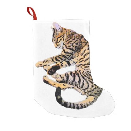 Cute bengal comic style small christmas stocking