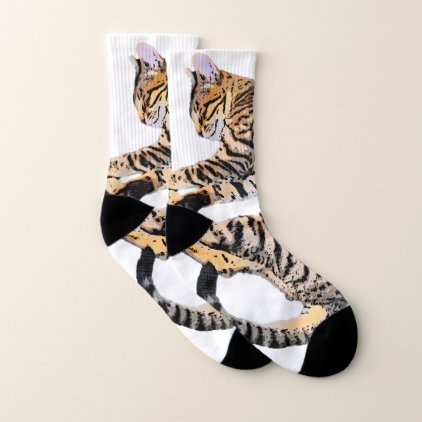 Cute bengal comic style socks