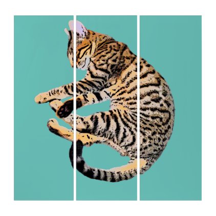 Cute bengal comic style triptych