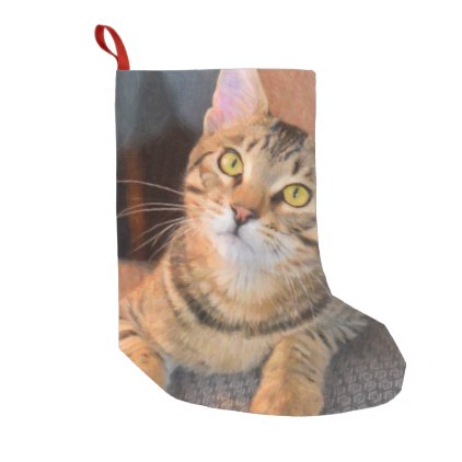 Cute Bengal Kitten Small Christmas Stocking