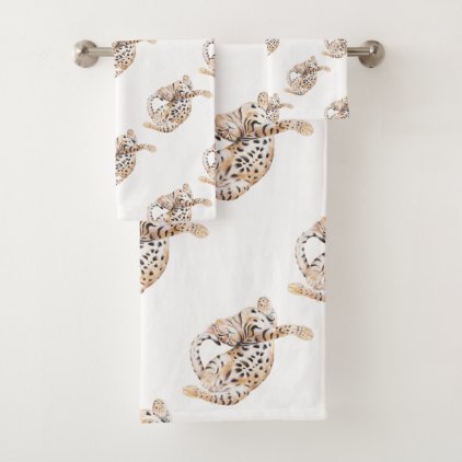 Cute Bengal Kitten Stretch Bath Towel Set