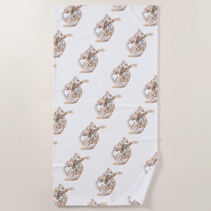 Cute Bengal Kitten Stretch Beach Towel