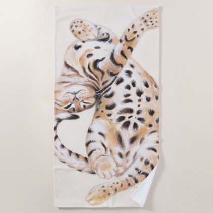 Cute Bengal Kitten Stretch Beach Towel