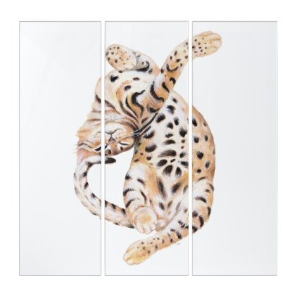 Cute Bengal Kitten Stretch Triptych