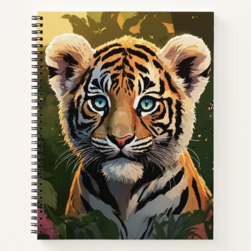 Cute Bengal Tiger Cub in Forest Notebook