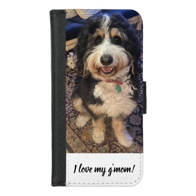 Cute Bernedoodle Photo Custom iPhone 8 Wallet Case (Front)