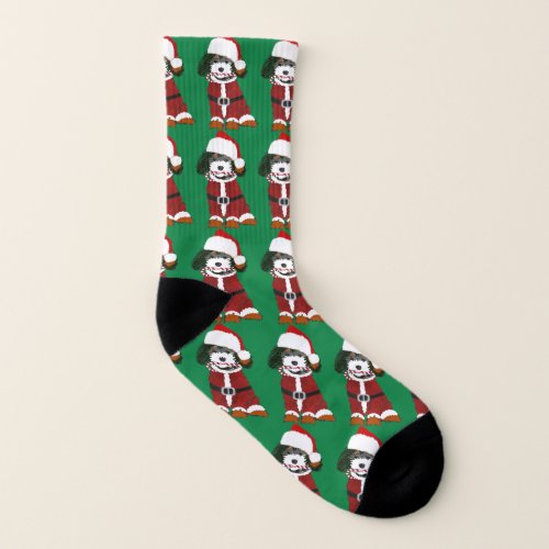 Cute Bernedoodle Santa Paws  Socks