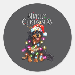 Cute Bernese Mountain Christmas Lights Xmas Dog Lo Classic Round Sticker