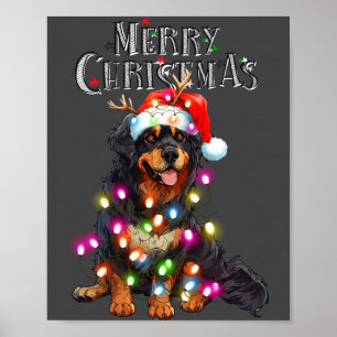 Cute Bernese Mountain Christmas Lights Xmas Dog Lo Poster