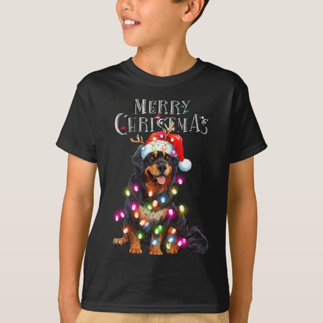 Cute Bernese Mountain Christmas Lights Xmas Dog Lo T-Shirt (Front)
