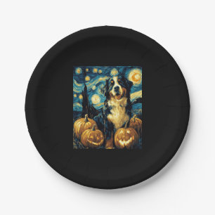 Cute Bernese mountain Dog Halloween Jack O Lantern Paper Plates