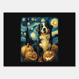 Cute Bernese mountain Dog Halloween Jack O Lantern Sign