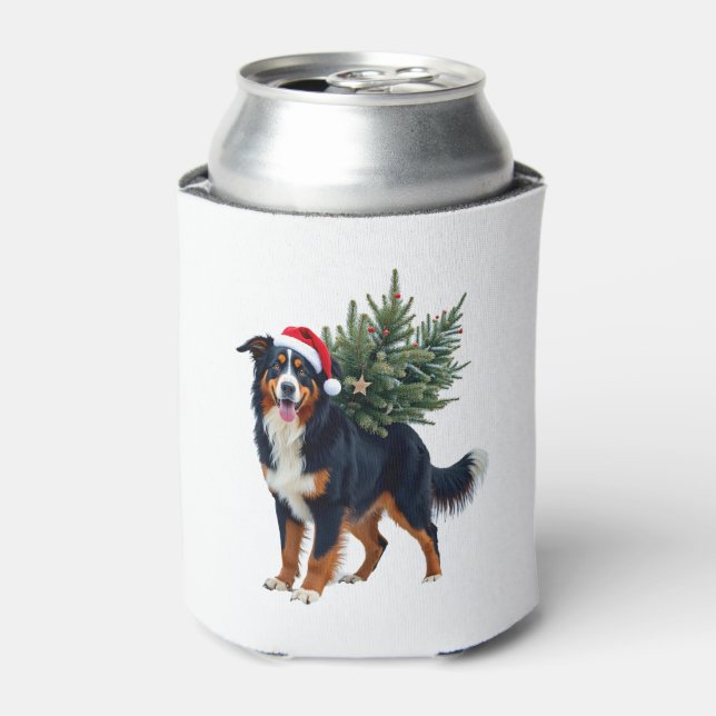 Cute Bernese Mountain Dog in a Christmas Tree for  Can Cooler (Can Front)