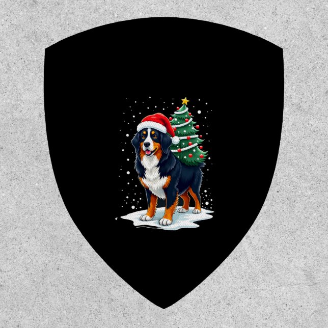 Cute Bernese Mountain Dog in a Christmas Tree for  Patch (Front)