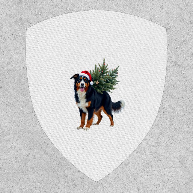 Cute Bernese Mountain Dog in a Christmas Tree for  Patch (Front)