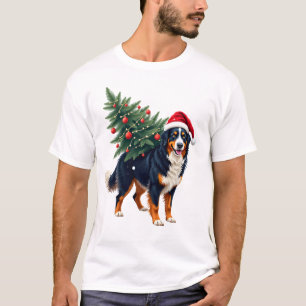 Cute Bernese Mountain Dog in a Christmas Tree for T-Shirt