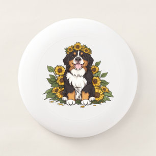 Cute Bernese Mountain Dog Wearing Sunflower Crown Wham-O Frisbee