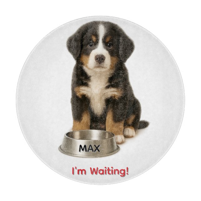 Cute Bernese Mountain Personalized Puppy Cutting Board (Front)