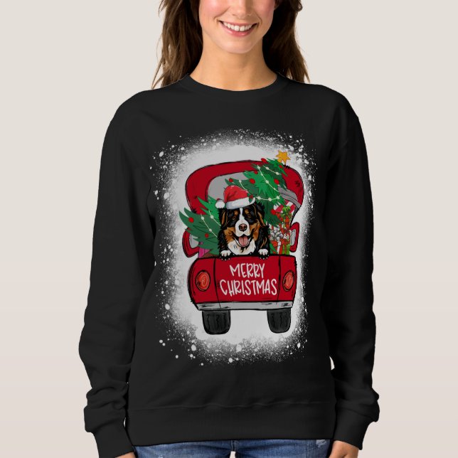 Cute Bernese Mountain Red Truck Merry Christmas Bl Sweatshirt (Front)